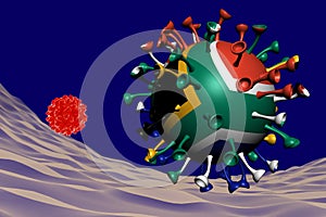 Coronavirus close-up with England flag inside-it