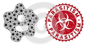 Coronavirus Collage Amoeba Icon with Scratched Parasitism Stamp photo