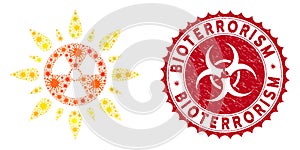 Coronavirus Collage Atomic Radiation Icon with Grunge Bioterrorism Seal photo