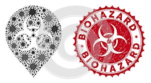 Coronavirus Collage Biohazard Marker Icon with Scratched Biohazard Seal