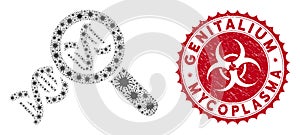Coronavirus Collage Genetics Icon with Grunge Genitalium Mycoplasma Seal