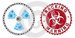 Coronavirus Collage Radioactive Icon with Textured Fracking Warning Stamp