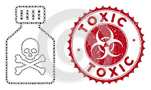 Coronavirus Collage Toxic Vial Icon with Scratched Toxic Seal