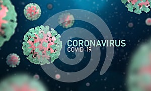 Coronavirus, Covid-19, 3d image illustration, microscopic view of floating virus cells.