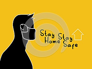 Coronavirus covid-19 awareness poster with message of Stay home stay safe.