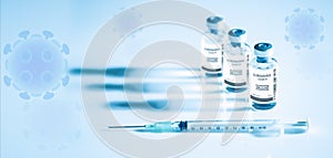 Coronavirus covid-19 background of coronavirus covid-19 vaccine for injection with syringe for infected patient treatment and for