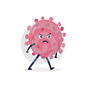Coronavirus - COVID-19 Bacteria vector icon. Angry cartoon virus character 2019-nCoV sign.