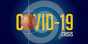 Coronavirus or covid-19 banner in basketball crisis concept. Banner template design for headline news. The impact of virus disease