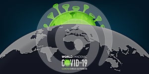 Coronavirus or covid-19 banner in world outbreak of Covid-19 pandemic disease concept. Banner template design for headline news.