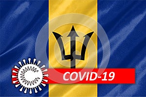 Coronavirus COVID-19 on Barbados Flag