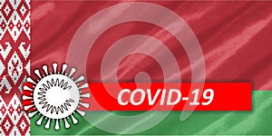 Coronavirus COVID-19 on Belarus Flag