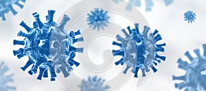 Coronavirus COVID-19 - Blue floating virus background - 3D Virology and Microbiology