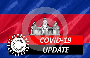 Coronavirus COVID-19 on Cambodia Flag