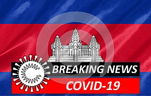 Coronavirus COVID-19 on Cambodia Flag