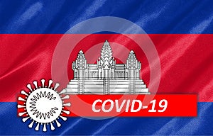 Coronavirus COVID-19 on Cambodia Flag