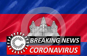 Coronavirus COVID-19 on Cambodia Flag