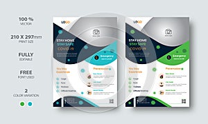 Coronavirus covid-19 campaign medical flyer template