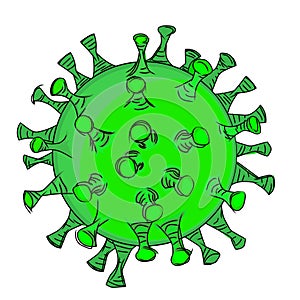 Coronavirus Covid 19 cartoon sketch raster image