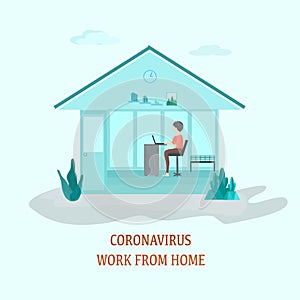 Coronavirus Covid-19 concept. People work from home abstract background vector illustration.