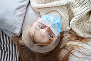 Coronavirus covid-19 concept: young girl in medical mask