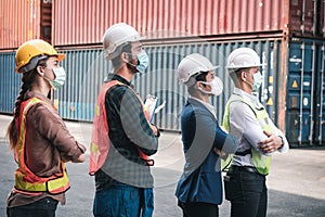 Coronavirus Covid-19 Disease Epidemic Crisis Situation, Construction Worker Standing in Line for Fever Body Scanning Thermometer