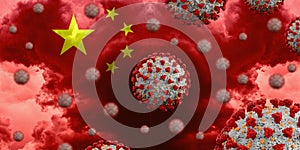 Coronavirus Covid-19 with Flag of China. Extremely detailed 3d illustration