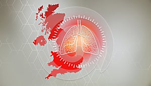 Coronavirus COVID-19 Great Britain country map. Design banner with empty copy space for text