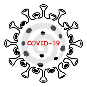 Coronavirus COVID-19 icon. Black sign  of virus on white background