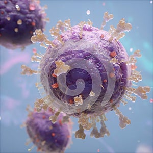 Coronavirus COVID-19. Microscope virus close up. Dangerous flu strain concept. 3d render illustration