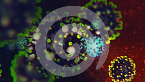 Coronavirus Covid-19 model. Infected virus pneumonia in blood.COVID-19 Coronavirus Molecules - Influenza Virus Second Wave