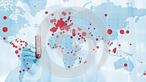 Coronavirus covid 19 pandemic background of global map with red dots of coronavirus covid 19 infected countries and coronavirus