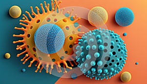 Coronavirus (COVID-19) pandemic risk concept of the COVID-19 virus disease Virus microscope close up view.