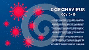 Coronavirus covid-19 pandemic vector background with copy space. Pathogen respiratory from Wuhan China. Novel Corona virus 2019-