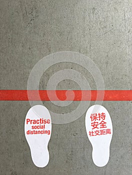 Coronavirus Covid 19 Practice Social Distancing Feet Footsteps Poster Print Background