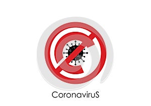 Coronavirus Covid-19. Symbol of the fight against coronovirus. Stop virus sign. Coronovirus infection emblem flat vector