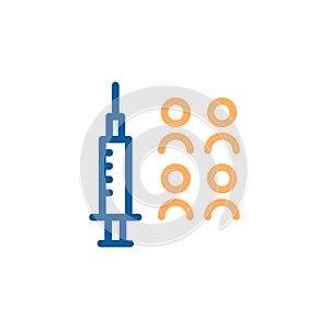 Coronavirus covid-19 vaccine thin line icon. Vector illustration for concepts of fighting against virus, immunization, treatment,