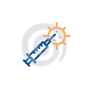 Coronavirus covid-19 vaccine thin line icon. Vector illustration for concepts of fighting against virus, immunization, treatment,