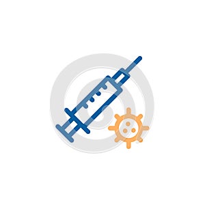 Coronavirus covid-19 vaccine thin line icon. Vector illustration for concepts of fighting against virus, immunization, treatment,