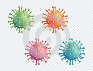 Coronavirus Covid-19 Vector 3d Realistic Illustration Set