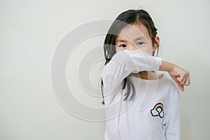 Coronavirus Covid-19 virus and Air pollution pm2.5.Asian child girl  sick from virus  coronavirus covid 19 outbreak