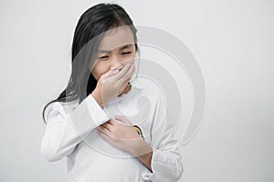 Coronavirus Covid-19 virus and Air pollution pm2.5.Asian child girl  sick from virus  coronavirus covid 19 outbreak