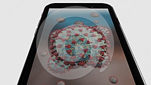 Coronavirus Covid-19 Virus Smartphone App 3D illustration