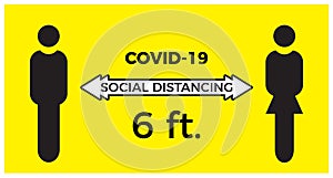 Coronavirus COVID-19 virus social distancing concept. Stay six feet apart