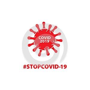 Coronavirus.  COVID-19. White background. Ð¢ext hashtag #STOP COVID-19. LOGO. ICON