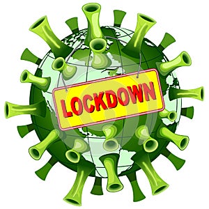 Coronavirus Covid-19 World Lockdown Panel Vector illustration isolated on white