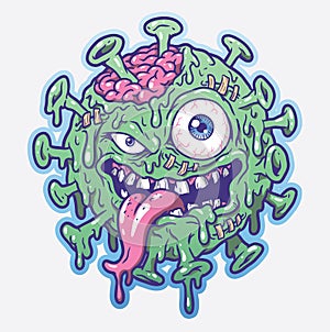 Coronavirus Covid-19 Zombie Monster Cartoon Vector Illustration