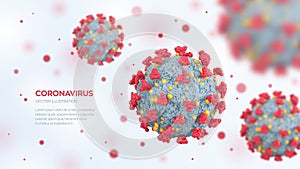 Coronavirus COVID-19 cells. Dangerous corona virus infection disease under microscope. Microscopic view of virus cells close up.