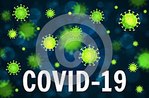 Coronavirus COVID-19 concept. Dangerous chinese nCoV coronavirus outbreak. Pandemic medical concept with dangerous cells. Vector photo