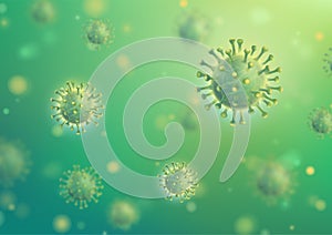 Coronavirus Covid-19 3d Green Virus Background