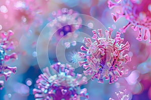 Coronavirus COVID-19 microscope macro view on a blur background